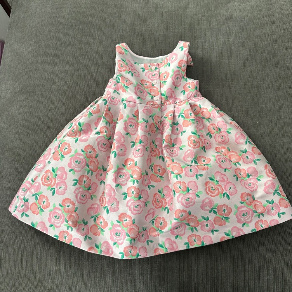 Janie and Jack Floral Party Dress Toddler 18-24 Months Pink Excellent Bow Detail - Picture 6 of 6